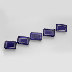 캐럿 천연 바이올렛 블루 아이올라이트 보석, 에메랄드 컷, 6.1×4 mm, VS