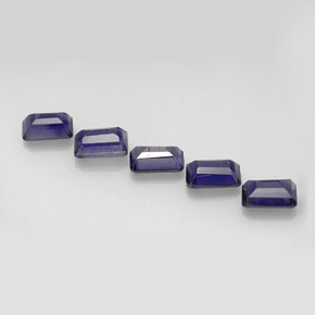 캐럿 천연 바이올렛 블루 아이올라이트 보석, 에메랄드 컷, 6.1×4 mm, VS