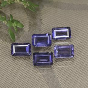2.77캐럿 천연 짙은 청자색 아이올라이트 보석, 에메랄드 컷, 6×4 mm, VS