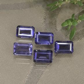 2.77캐럿 천연 짙은 청자색 아이올라이트 보석, 에메랄드 컷, 6×4 mm, VS
