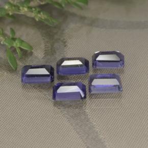 2.77캐럿 천연 짙은 청자색 아이올라이트 보석, 에메랄드 컷, 6×4 mm, VS