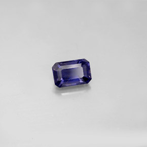 0.57캐럿 천연 바이올렛 블루 아이올라이트, 에메랄드 컷, 6.1×4.1 mm, VS