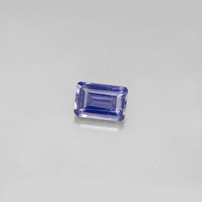 0.57캐럿 천연 바이올렛 블루 아이올라이트, 에메랄드 컷, 6.1×4.2 mm, VS
