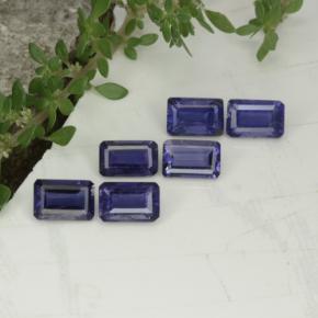 3.11캐럿 천연 바이올렛 블루 아이올라이트 보석, 에메랄드 컷, 5.9×4 mm, VS