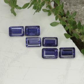 3.11캐럿 천연 바이올렛 블루 아이올라이트 보석, 에메랄드 컷, 5.9×4 mm, VS