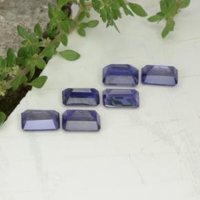 3.11캐럿 천연 바이올렛 블루 아이올라이트 보석, 에메랄드 컷, 5.9×4 mm, VS