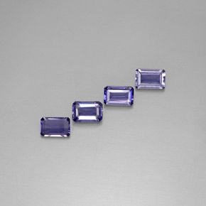 캐럿 천연 바이올렛 블루 아이올라이트 보석, 에메랄드 컷, 6×3.9 mm, VS