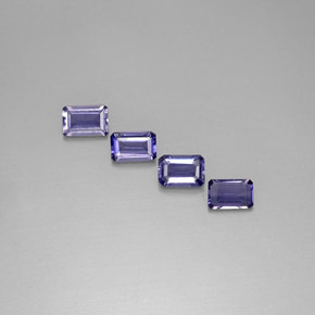 캐럿 천연 바이올렛 블루 아이올라이트 보석, 에메랄드 컷, 6×3.9 mm, VS