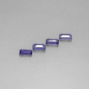 캐럿 천연 바이올렛 블루 아이올라이트 보석, 에메랄드 컷, 6×3.9 mm, VS
