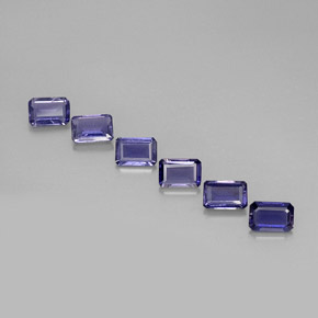 2.70캐럿 천연 딥 퍼플 아이올라이트 보석, 에메랄드 컷, 6×3.9 mm, VS