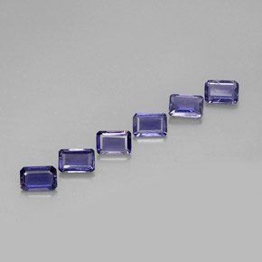 2.70캐럿 천연 딥 퍼플 아이올라이트 보석, 에메랄드 컷, 6×3.9 mm, VS