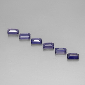 2.70캐럿 천연 딥 퍼플 아이올라이트 보석, 에메랄드 컷, 6×3.9 mm, VS