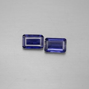캐럿 천연 바이올렛 블루 아이올라이트 보석, 에메랄드 컷, 6×4 mm, VS