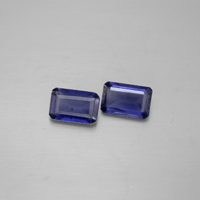 캐럿 천연 바이올렛 블루 아이올라이트 보석, 에메랄드 컷, 6×4 mm, VS