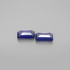 캐럿 천연 바이올렛 블루 아이올라이트 보석, 에메랄드 컷, 6×4 mm, VS
