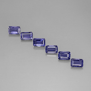 3.08캐럿 천연 바이올렛 블루 아이올라이트 보석, 에메랄드 컷, 6×4 mm, VS