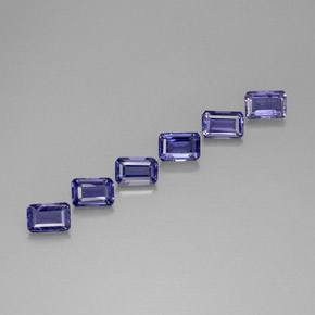 3.08캐럿 천연 바이올렛 블루 아이올라이트 보석, 에메랄드 컷, 6×4 mm, VS