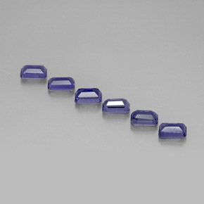 3.08캐럿 천연 바이올렛 블루 아이올라이트 보석, 에메랄드 컷, 6×4 mm, VS