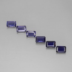 캐럿 천연 바이올렛 블루 아이올라이트 보석, 에메랄드 컷, 5.9×3.9 mm, VS