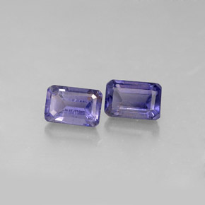 캐럿 천연 바이올렛 블루 아이올라이트 보석, 에메랄드 컷, 6×4 mm, VS