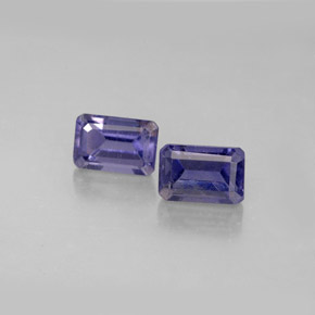 캐럿 천연 바이올렛 블루 아이올라이트 보석, 에메랄드 컷, 6×4 mm, VS