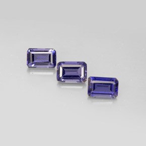 캐럿 천연 바이올렛 블루 아이올라이트 보석, 에메랄드 컷, 5.9×4.2 mm, VS