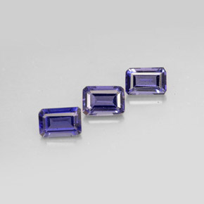 캐럿 천연 바이올렛 블루 아이올라이트 보석, 에메랄드 컷, 5.9×4.2 mm, VS