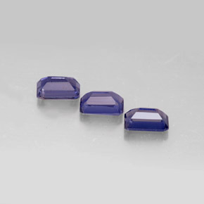 캐럿 천연 바이올렛 블루 아이올라이트 보석, 에메랄드 컷, 5.9×4.2 mm, VS