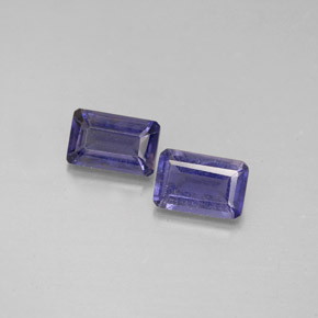 캐럿 천연 바이올렛 블루 아이올라이트 보석, 에메랄드 컷, 6.1×4 mm, VS
