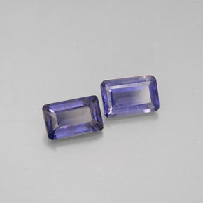 캐럿 천연 바이올렛 블루 아이올라이트 보석, 에메랄드 컷, 6.1×4 mm, VS