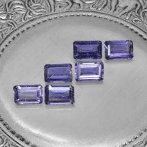 3.04캐럿 천연 딥 퍼플 아이올라이트 보석, 에메랄드 컷, 6×4 mm, VS