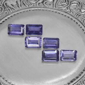 3.04캐럿 천연 딥 퍼플 아이올라이트 보석, 에메랄드 컷, 6×4 mm, VS