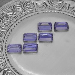 3.04캐럿 천연 딥 퍼플 아이올라이트 보석, 에메랄드 컷, 6×4 mm, VS
