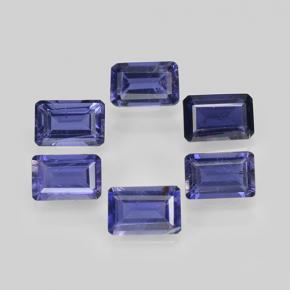 2.83캐럿 천연 바이올렛 블루 아이올라이트 보석, 에메랄드 컷, 6×3.9 mm, VS