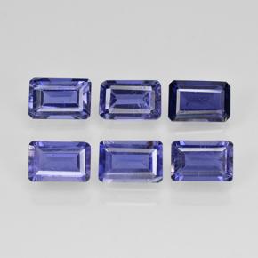 2.83캐럿 천연 바이올렛 블루 아이올라이트 보석, 에메랄드 컷, 6×3.9 mm, VS