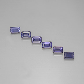 3.16캐럿 천연 바이올렛 블루 아이올라이트 보석, 에메랄드 컷, 6×4 mm, VS