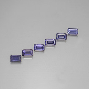 3.16캐럿 천연 바이올렛 블루 아이올라이트 보석, 에메랄드 컷, 6×4 mm, VS
