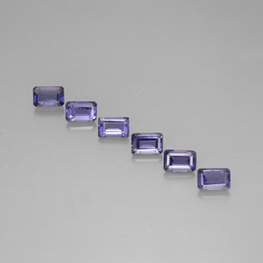 캐럿 천연 바이올렛 블루 아이올라이트 보석, 에메랄드 컷, 6.1×4.1 mm, VS