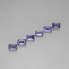 캐럿 천연 바이올렛 블루 아이올라이트 보석, 에메랄드 컷, 6.1×4.1 mm, VS
