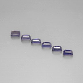 캐럿 천연 바이올렛 블루 아이올라이트 보석, 에메랄드 컷, 6.1×4.1 mm, VS