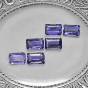 2.88캐럿 천연 딥 퍼플 아이올라이트 보석, 에메랄드 컷, 6×3.9 mm, VS