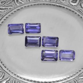 2.88캐럿 천연 딥 퍼플 아이올라이트 보석, 에메랄드 컷, 6×3.9 mm, VS