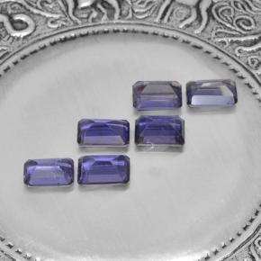 2.88캐럿 천연 딥 퍼플 아이올라이트 보석, 에메랄드 컷, 6×3.9 mm, VS