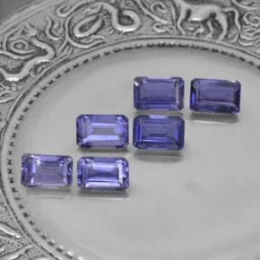 3.30캐럿 천연 바이올렛 블루 아이올라이트 보석, 에메랄드 컷, 6.1×4 mm, VS