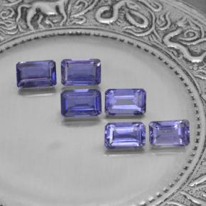 3.30캐럿 천연 바이올렛 블루 아이올라이트 보석, 에메랄드 컷, 6.1×4 mm, VS
