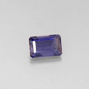 0.49캐럿 천연 바이올렛 블루 아이올라이트, 에메랄드 컷, 5.8×3.9 mm, VS