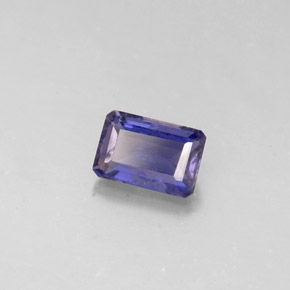 0.49캐럿 천연 바이올렛 블루 아이올라이트, 에메랄드 컷, 5.8×3.9 mm, VS