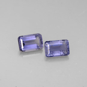 캐럿 천연 바이올렛 블루 아이올라이트 보석, 에메랄드 컷, 6×4.1 mm, VS
