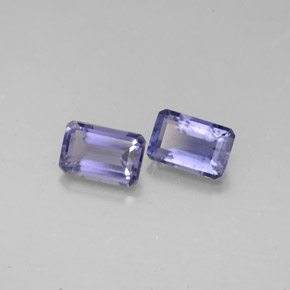 캐럿 천연 바이올렛 블루 아이올라이트 보석, 에메랄드 컷, 6×4.1 mm, VS