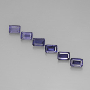 3.33캐럿 천연 바이올렛 블루 아이올라이트 보석, 에메랄드 컷, 5.9×4 mm, VS
